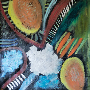 Манго. 90x90, Акрил, ДСП, 2021 год